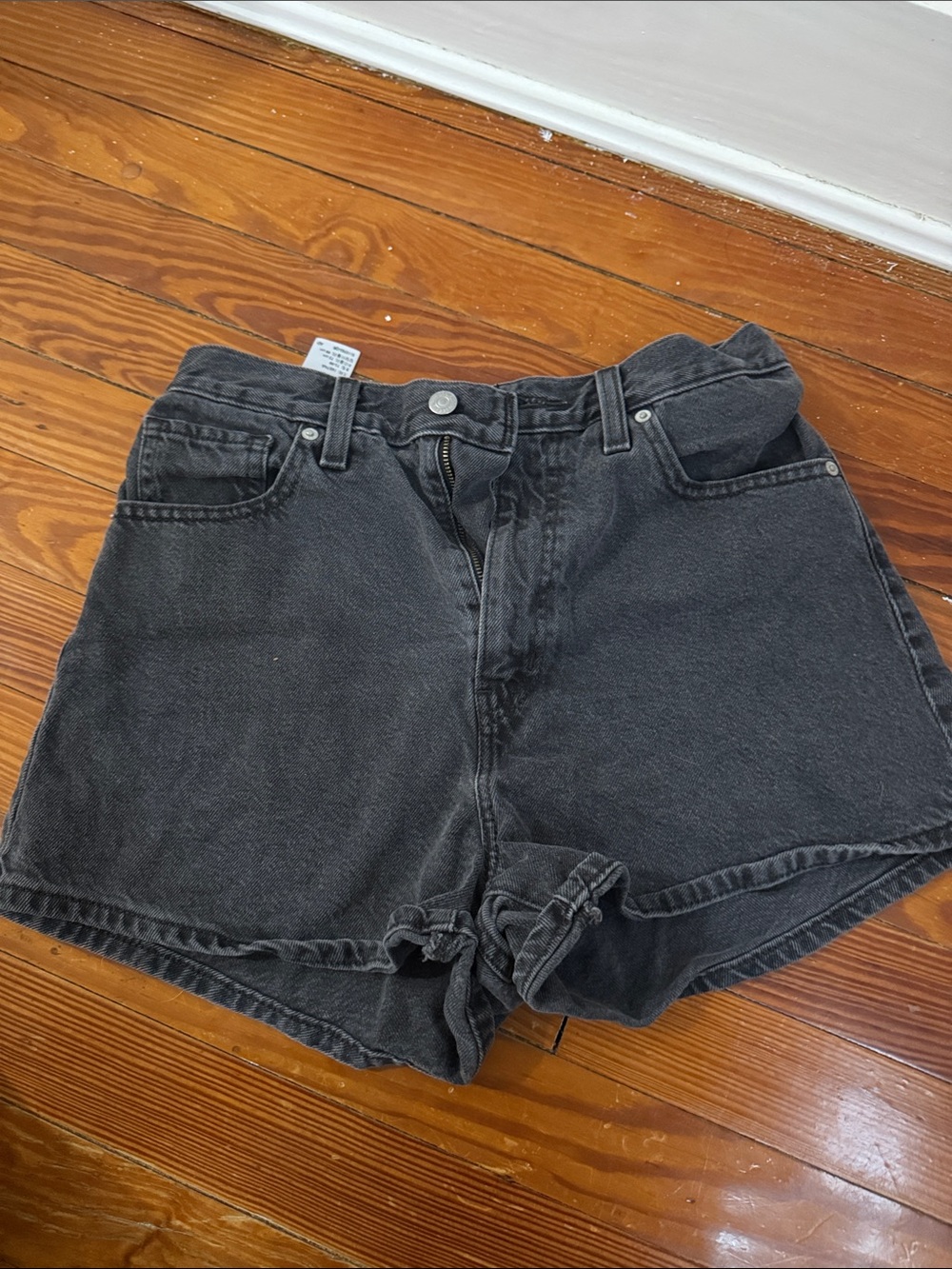 Levi's Black Washed High-Rise Jean Shorts